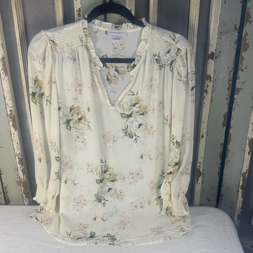 Carolina Belle Cream Floral Blouse